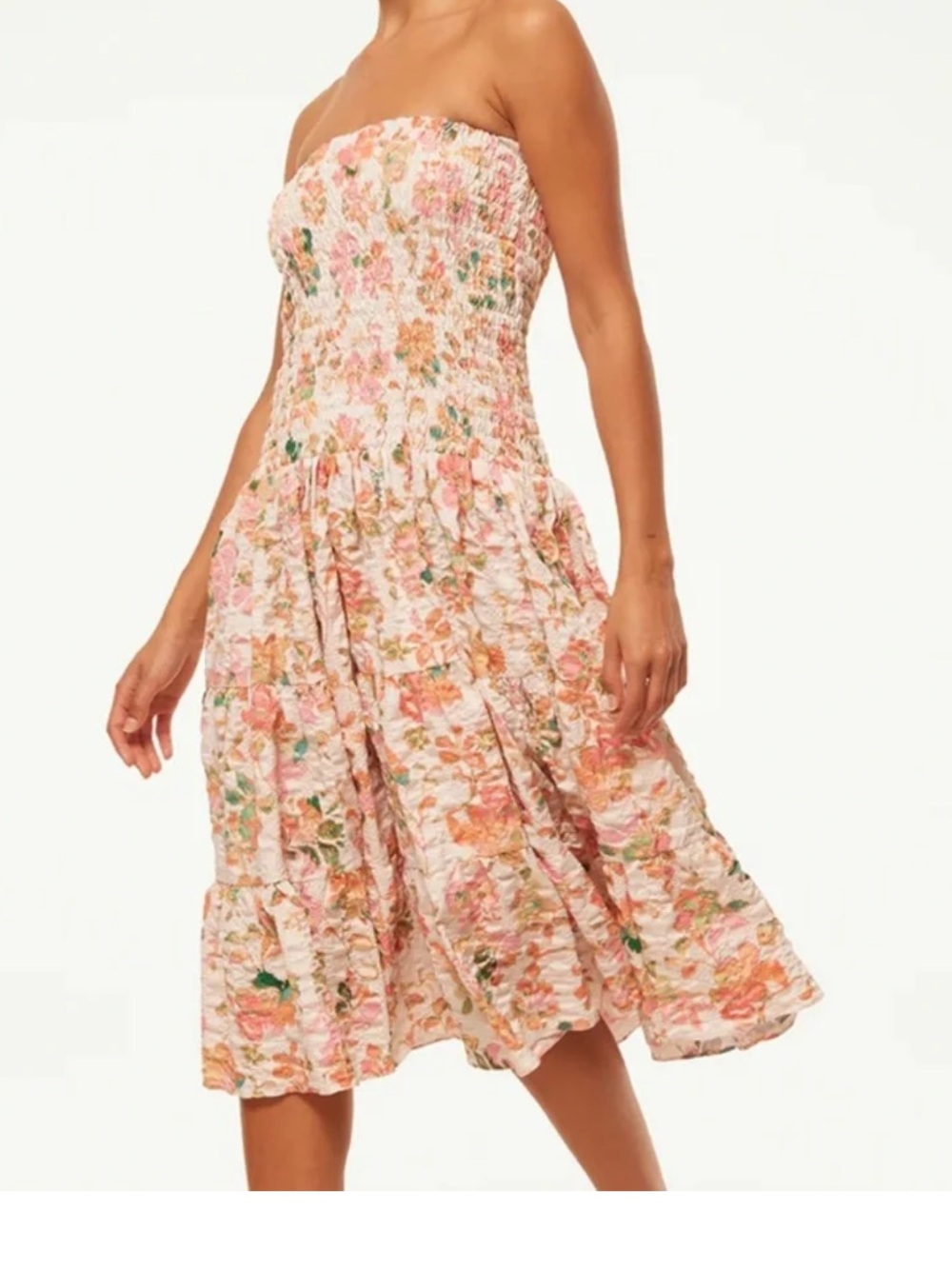 MISA Los Angeles Lola convertible Pink Floral Strapless Midi Dress or skirt